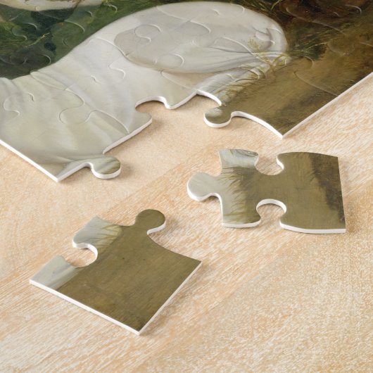 Zwei Windhunde in einer Landschaft (Öl auf Puzzle (Seite)