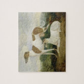 Zwei Windhunde in einer Landschaft (Öl auf Puzzle (Vertikal)