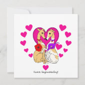 Zwei Windhunde Rosa Herz und Blume Einladung (Rückseite)