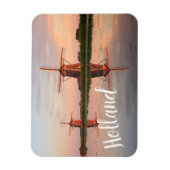 Zwei Windmühlen mit Reflektion bei Sonnenuntergang Magnet (Vertikal)