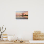 Zwei Windmühlen mit Reflektion bei Sonnenuntergang Poster (Küche)