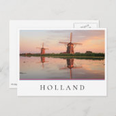 Zwei Windmühlen mit Reflektion bei Sonnenuntergang Postkarte (Vorne/Hinten)