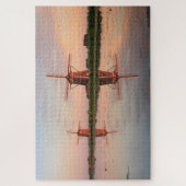 Zwei Windmühlen mit Reflektion bei Sonnenuntergang Puzzle (Vertikal)
