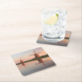 Zwei Windmühlen mit Reflexion am Sonnenuntergang Rechteckiger Pappuntersetzer (Vor Ort)