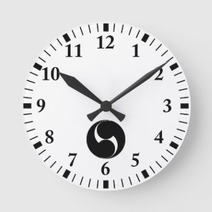 Zwei Wirbel gegen den Uhrzeigersinn (Sugaki) Runde Wanduhr
