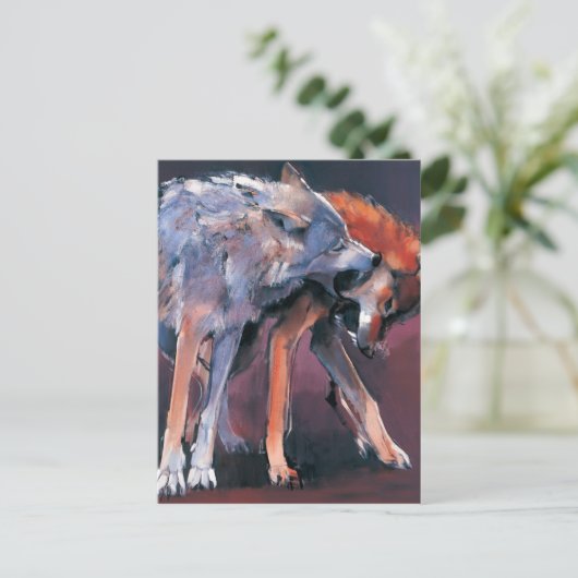 Zwei Wölfe 2001 Postkarte (Stehend Vorderseite)