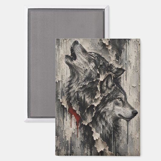 Zwei Wölfe, Ein Herz Magnet (Vorderseite/Rückseite)