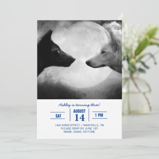 Zwei Wölfe gegenüberstehen Einladung (Stehend Vorderseite)