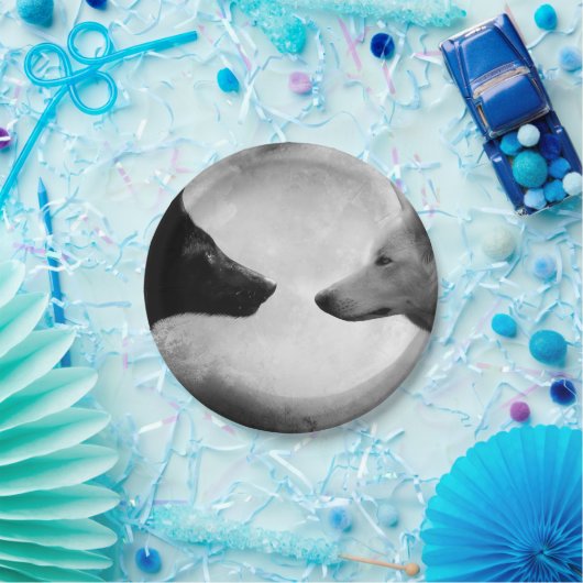 Zwei Wölfe gegenüberstehen Pappteller (Party)