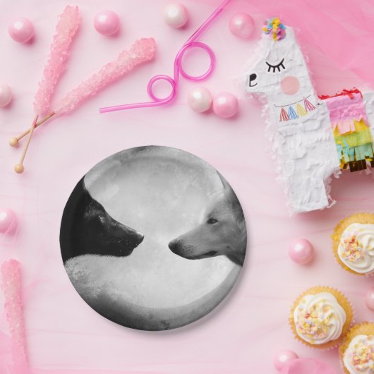 Zwei Wölfe gegenüberstehen Pappteller (Party)