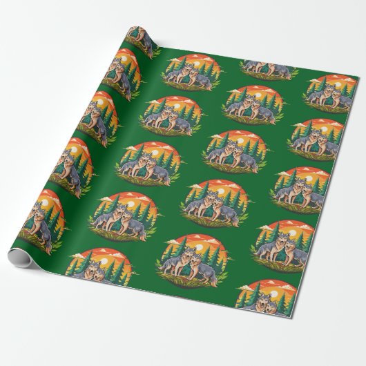 Zwei Wölfe Geschenkpapier (Ungerollt)
