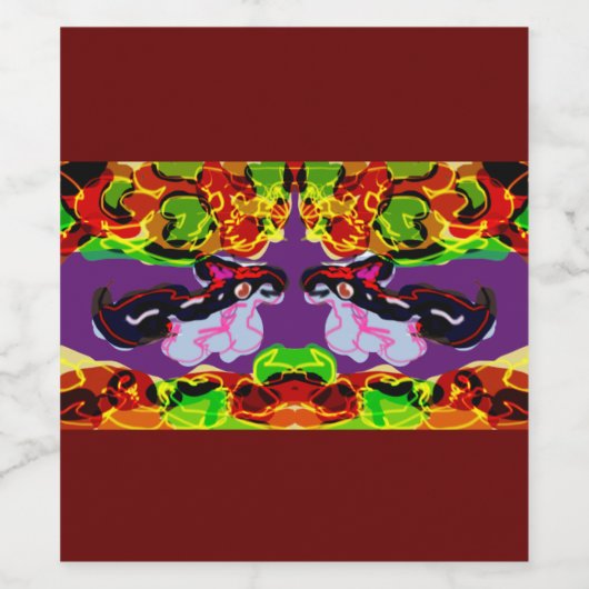 Zwei Wölfe Herbst Tasse Holzkastenschild Weinetikett (Einzelnes Label)