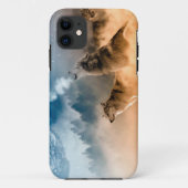 Zwei Wölfe heulen auf Vollmond im Wald Case-Mate iPhone Hülle (Rückseite)