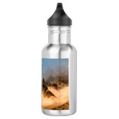 Zwei Wölfe heulen auf Vollmond im Wald Edelstahlflasche (Rechts)