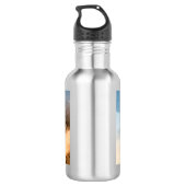 Zwei Wölfe heulen auf Vollmond im Wald Edelstahlflasche (Rückseite)