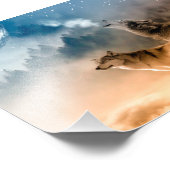 Zwei Wölfe heulen auf Vollmond im Wald Fotodruck (Ecke)