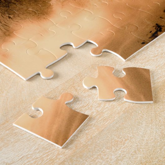 Zwei Wölfe heulen auf Vollmond im Wald Puzzle (Seite)