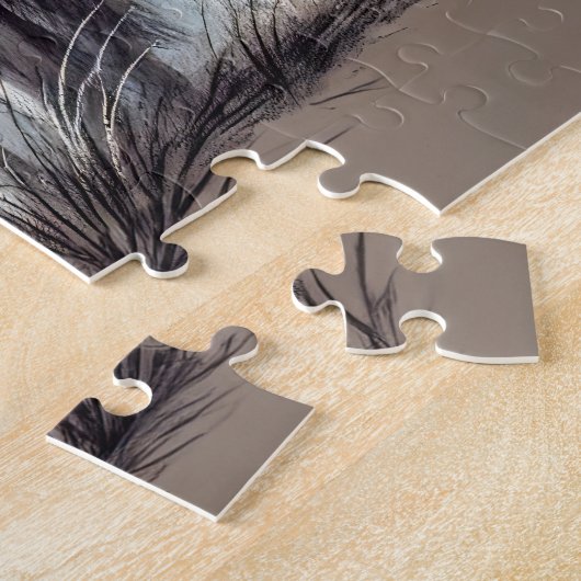 Zwei Wölfe im Mondlicht mit Pack Puzzle (Seite)