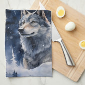 Zwei Wölfe im Winter Geschirrtuch (Viertel Falte)