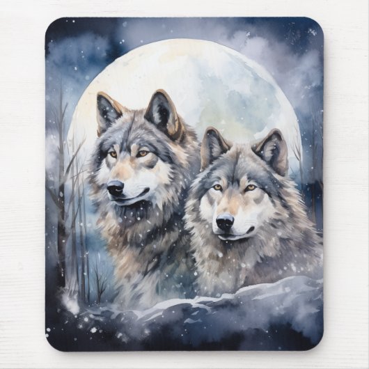 Zwei Wölfe im Winter Mousepad (Vorne)