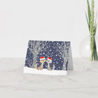 Zwei Wölfe im Winter Weihnachtsnotecard Feiertagskarte