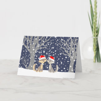 Zwei Wölfe in der Winter Weihnachtsgrußkarte Feiertagskarte