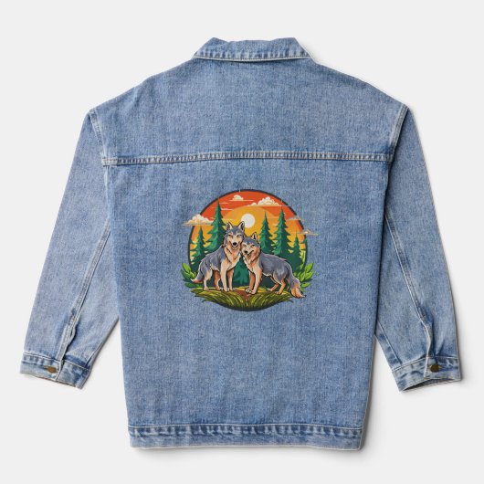 Zwei Wölfe Jeansjacke (Rückseite)