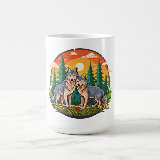 Zwei Wölfe Kaffeetasse (Mittel)