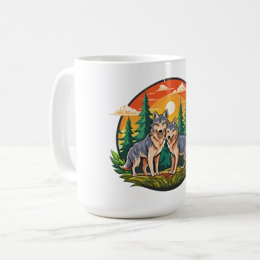 Zwei Wölfe Kaffeetasse (Vorderseite Links)