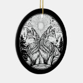 Zwei Wölfe Keramik Ornament (Rechts)