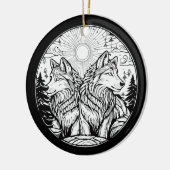 Zwei Wölfe Keramik Ornament (Links)