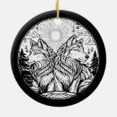 Zwei Wölfe Keramik Ornament (Hinten)