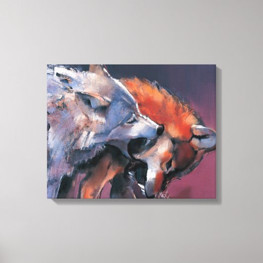 Zwei Wölfe Leinwanddruck (Vorderseite)