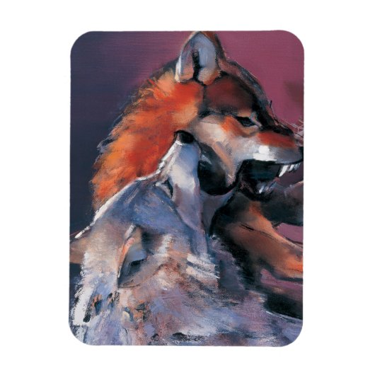 Zwei Wölfe Magnet (Vertikal)