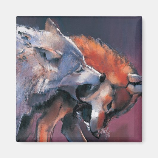 Zwei Wölfe Magnet (Vorne)