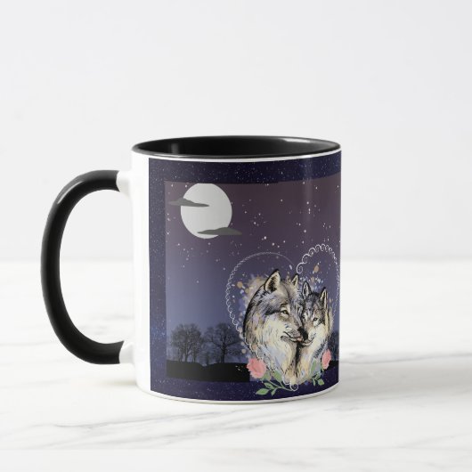 Zwei Wölfe Moon & Stars Kaffee Tasse (Links)