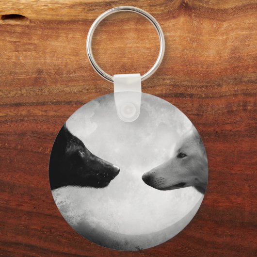 Zwei Wölfe stehen einander gegenüber Schlüsselanhänger (Vorderseite)