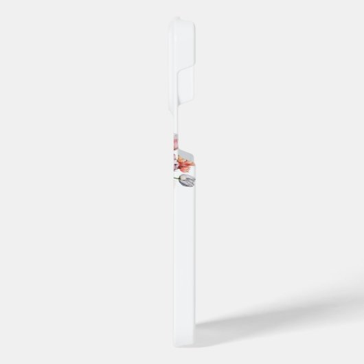 Zwei Wölfe umgeben von Blume iPhone Hülle (Linke Seite)