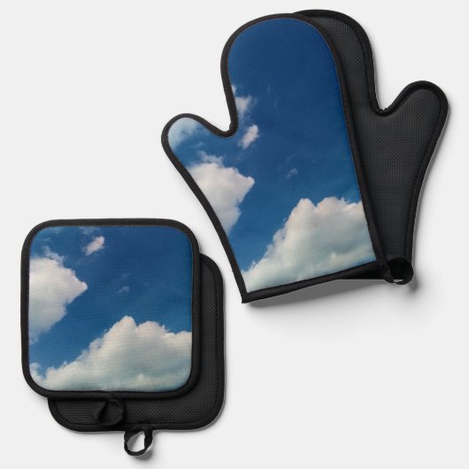 Zwei Wolken Ofenhandschuh & Topflappen-Set (Vorderseite/Rückseite)
