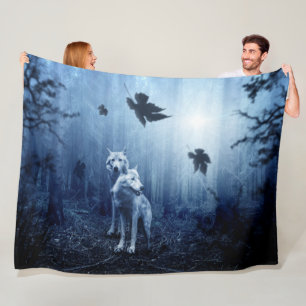 ZWEI WOLVEN IN DEN WOODS FLEECEDECKE