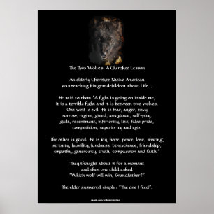ZWEI WOLVES CHEROKEE STORY Wolf Art Poster