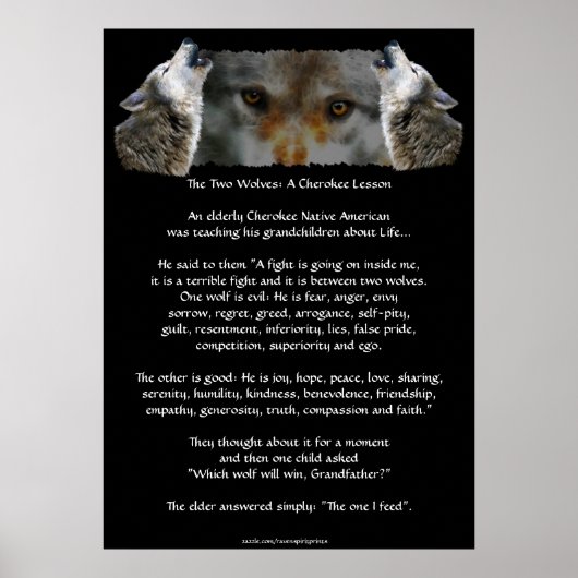 ZWEI WOLVES CHEROKEE STORY Wolf Art Poster (Vorne)