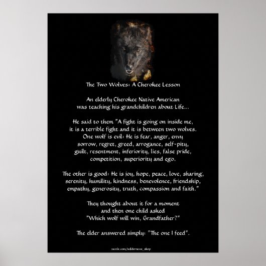 ZWEI WOLVES CHEROKEE STORY Wolf Art Poster (Vorne)