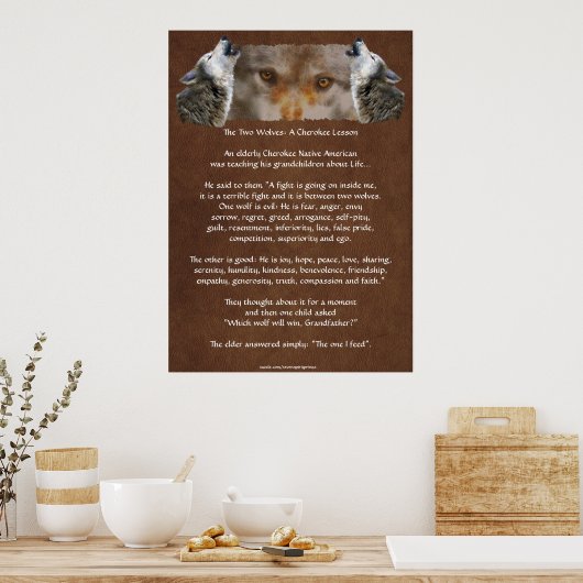 ZWEI WOLVES CHEROKEE STORY Wolf Poster (Küche)
