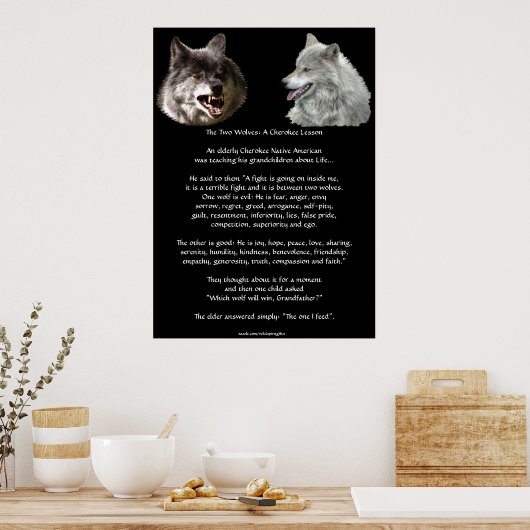 ZWEI WOLVES CHEROKEE TALE Art Poster (Küche)