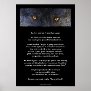 ZWEI WOLVES CHEROKEE TALE Art Poster