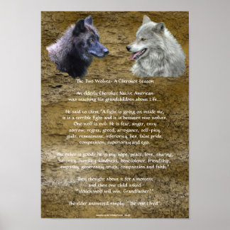 ZWEI WOLVES CHEROKEE TALE Art Poster
