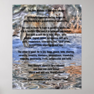 ZWEI WOLVES CHEROKEE TALE Art Poster