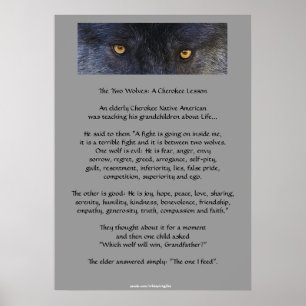ZWEI WOLVES CHEROKEE TALE Art Poster