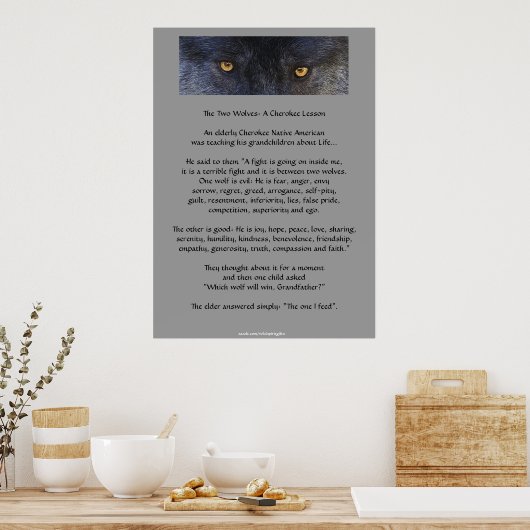 ZWEI WOLVES CHEROKEE TALE Art Poster (Küche)